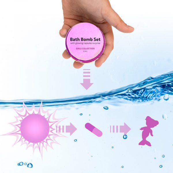 BathBomb-Process-purple Sare de baie Cuculo tip bombă, cu capsule care cresc în interior, pentru fete, 6 buc. - imagine 2