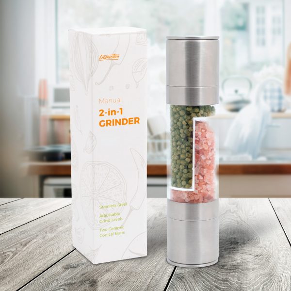 Râșniță manuală Duette pentru sare și piper sau condimente 2in1, DOMESTICO - imagine 2