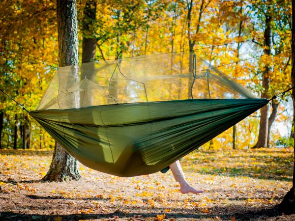 Hamac de călătorie ultra ușor cu plasă pentru țânțari, pentru două persoane - imagine 7