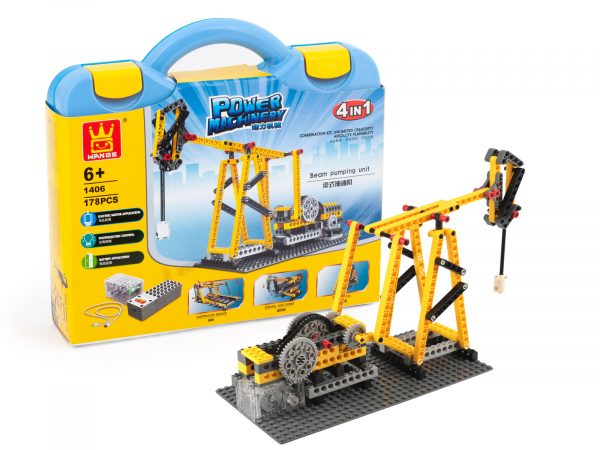 Set construcții electronic 4 in 1 Wange - pompă, punte suspendată, ferăstrău, navă pirați - imagine 1