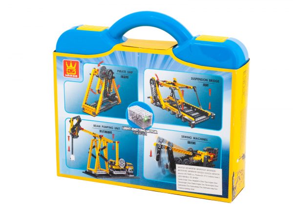 Set construcții electronic 4 in 1 Wange - pompă, punte suspendată, ferăstrău, navă pirați - imagine 6