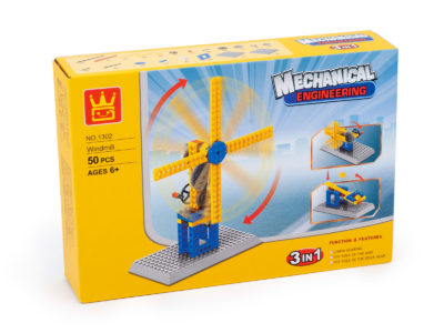 Set construcții 3in1 Wange - moară de vânt, catapult, elice