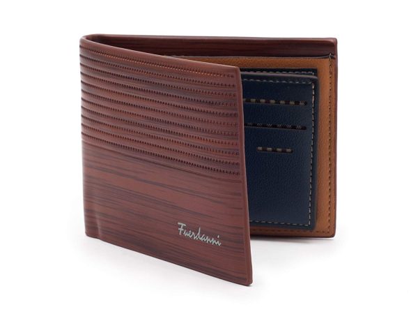 Portofel de bărbați subțire cu design imitație de lemn, piele ecologică - imagine 7
