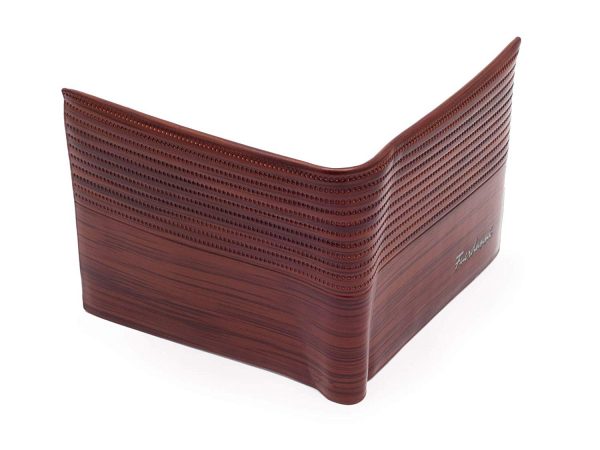 Portofel de bărbați subțire cu design imitație de lemn, piele ecologică - imagine 8