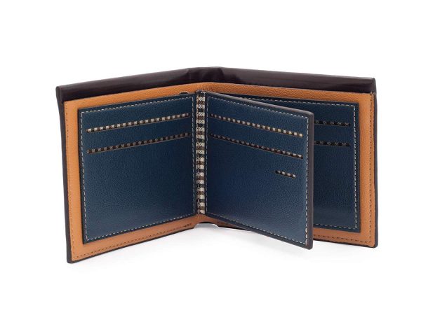 Portofel de bărbați subțire cu design imitație de lemn, piele ecologică - imagine 6