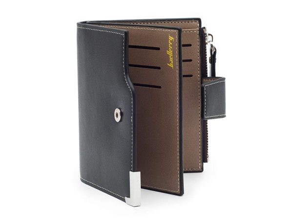 Portofel modern pentru bărbați cu buzunar pentru monede, piele ecologică - imagine 4