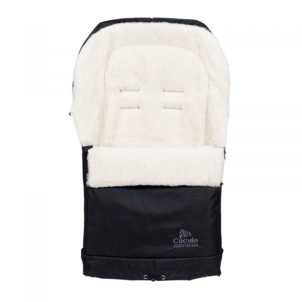 Sac de iarnă Arctic wool, lână de oaie, impermeabil + Mănuși pentru cărucior - Negru - imagine 2
