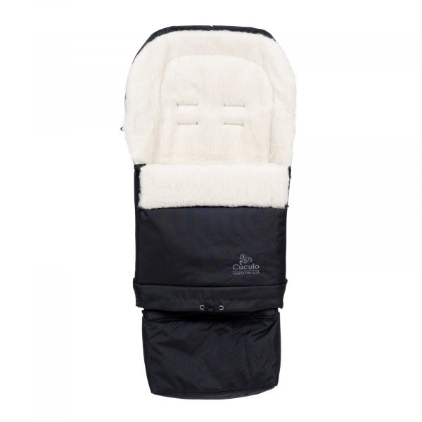 Sac de iarnă Arctic wool, lână de oaie, impermeabil + Mănuși pentru cărucior - Negru - imagine 3