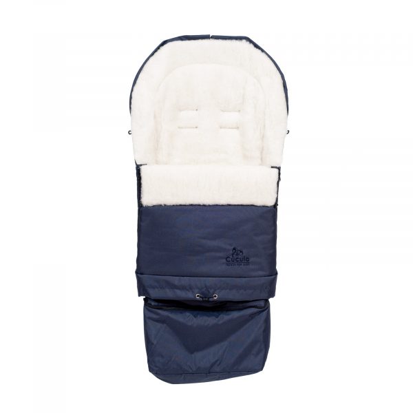 Sac de iarnă Arctic wool, lână de oaie, impermeabil + Mănuși pentru cărucior - Bleumarin - imagine 2