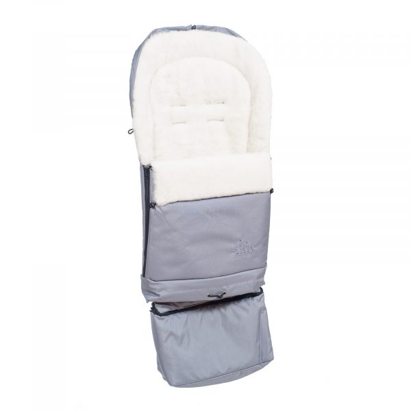 Sac de iarnă Arctic wool, lână de oaie, impermeabil + Mănuși pentru cărucior - Gri - imagine 3