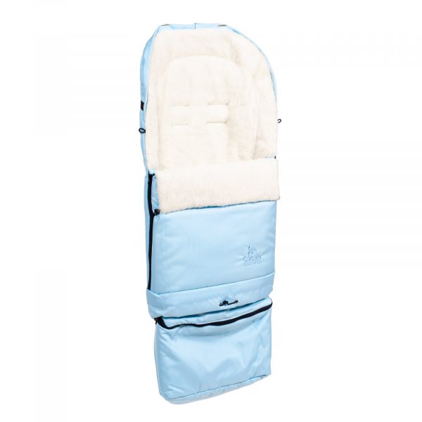 Sac de iarnă Arctic wool, lână de oaie, impermeabil + Mănuși pentru cărucior - Albastru deschis - imagine 3