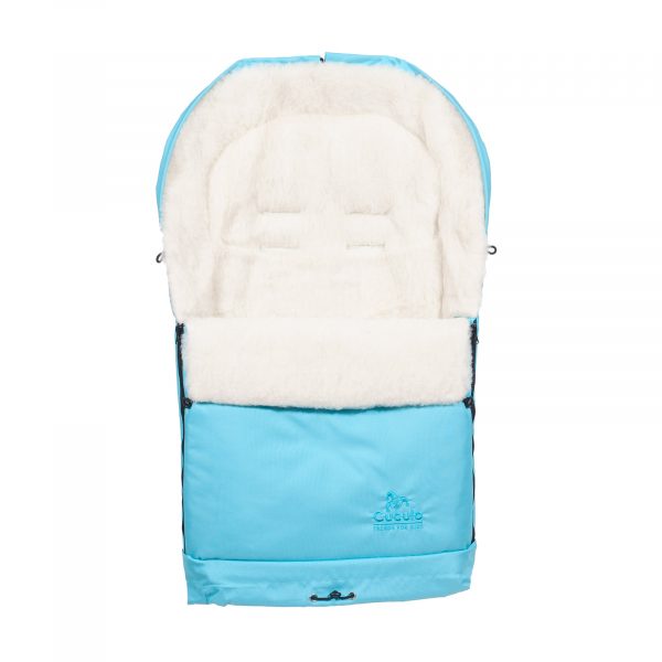 Sac de iarnă Arctic wool, lână de oaie, impermeabil + Mănuși pentru cărucior - Turcoaz ușor - imagine 4