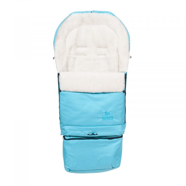 Sac de iarnă Arctic wool, lână de oaie, impermeabil + Mănuși pentru cărucior - Turcoaz ușor - imagine 3