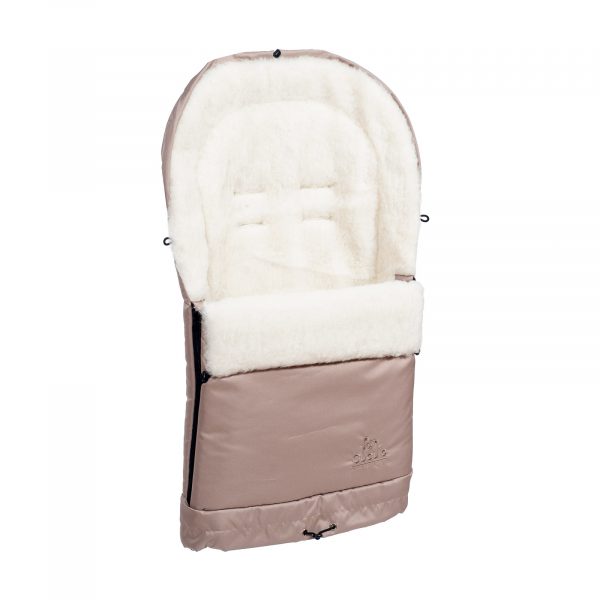 Sac de iarnă Arctic wool, lână de oaie, impermeabil + Mănuși pentru cărucior - Bej închis - imagine 4