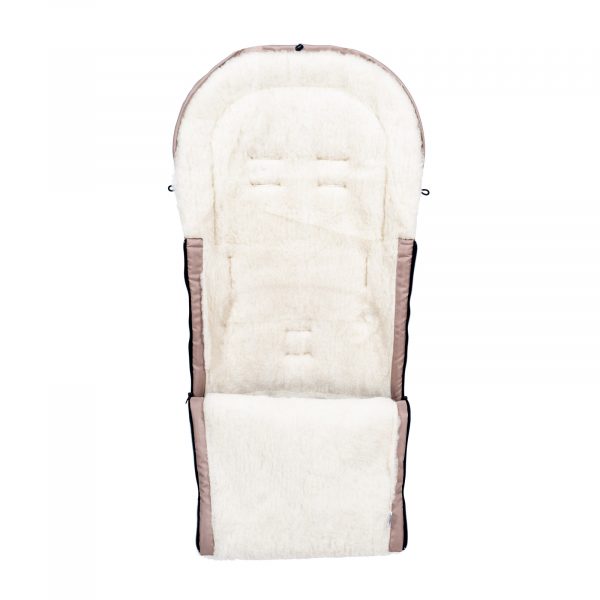 Sac de iarnă Arctic wool, lână de oaie, impermeabil + Mănuși pentru cărucior - Bej închis - imagine 2