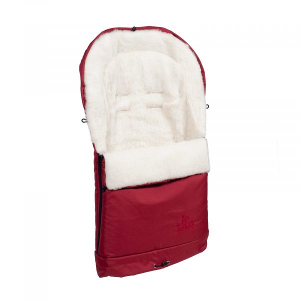 Sac de iarnă Arctic wool, lână de oaie, impermeabil + Mănuși pentru cărucior - Roșu închis - imagine 4