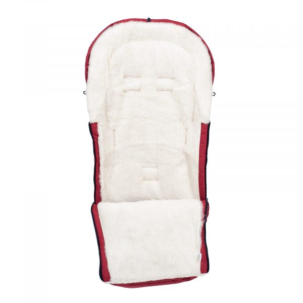 Sac de iarnă Arctic wool, lână de oaie, impermeabil + Mănuși pentru cărucior - Roșu închis - imagine 2