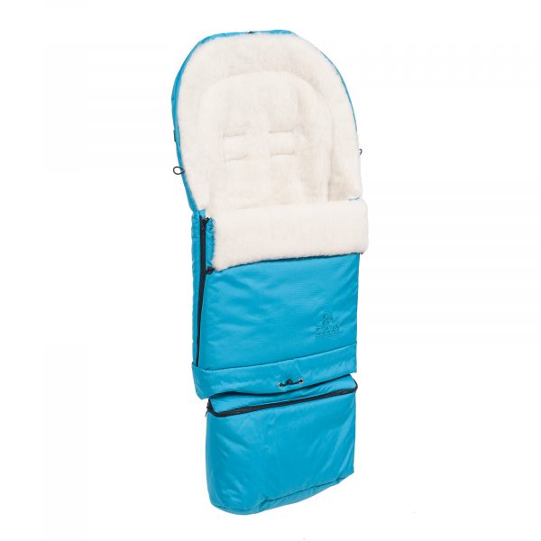 Sac de iarnă Arctic wool, lână de oaie, impermeabil + Mănuși pentru cărucior - Turcoaz întunecat - imagine 3