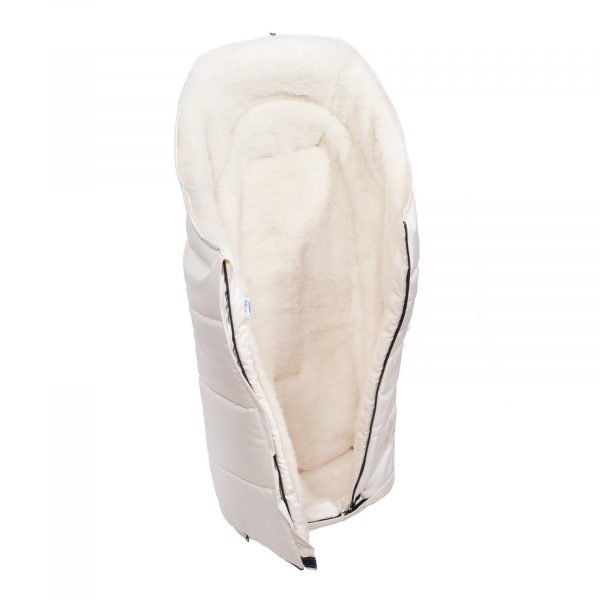 Sac de iarnă impermeabil Iceland wool, lână de oaie + Mănuși pentru cărucior impermeabile - Bej deschis - imagine 2