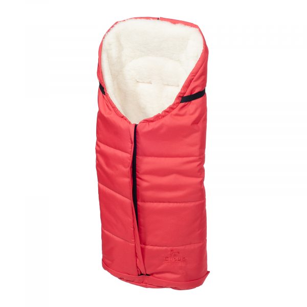 Sac de iarnă impermeabil Iceland wool, lână de oaie + Mănuși pentru cărucior impermeabile - Roșu deschis - imagine 4