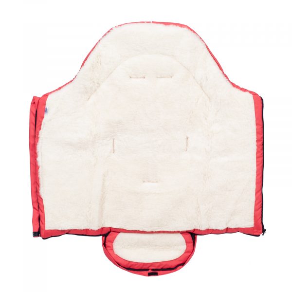 Sac de iarnă impermeabil Iceland wool, lână de oaie + Mănuși pentru cărucior impermeabile - Roșu deschis - imagine 3