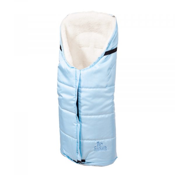 Sac de iarnă impermeabil Iceland wool, lână de oaie + Mănuși pentru cărucior impermeabile - Albastru deschis - imagine 3