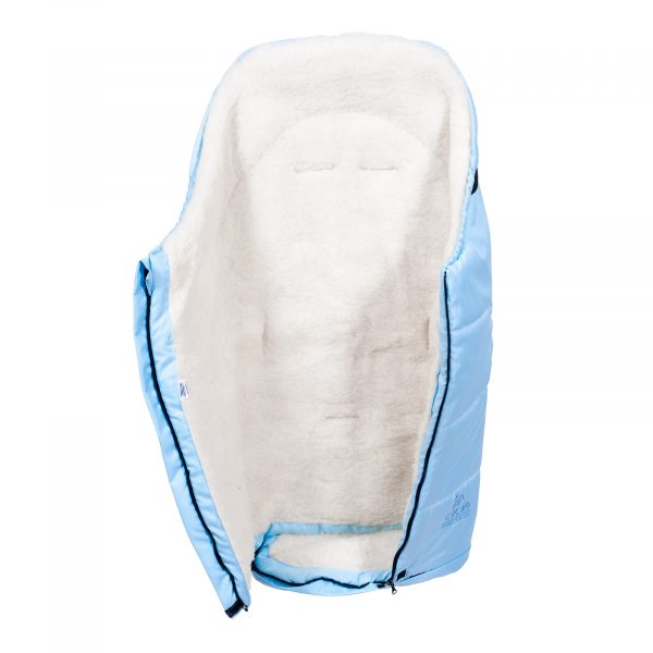 Sac de iarnă impermeabil Iceland wool, lână de oaie + Mănuși pentru cărucior impermeabile - Albastru deschis - imagine 2