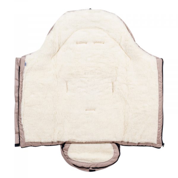 Sac de iarnă impermeabil Iceland wool, lână de oaie + Mănuși pentru cărucior impermeabile  - Bej închis - imagine 4