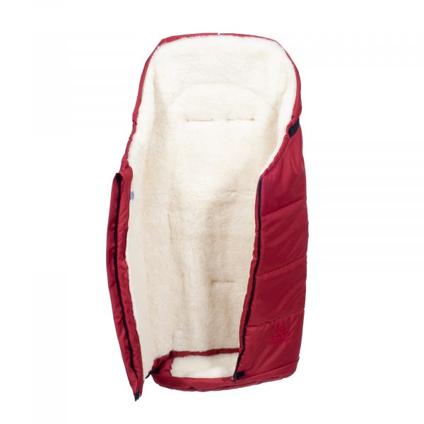 Iceland-tmave-cerveny04 Sac de iarnă impermeabil Iceland wool, lână de oaie + Mănuși pentru cărucior impermeabile - Roșu închis - imagine 2