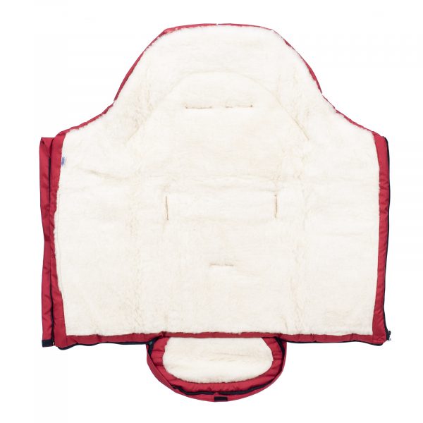 Iceland-tmave-cerveny06 Sac de iarnă impermeabil Iceland wool, lână de oaie + Mănuși pentru cărucior impermeabile - Roșu închis - imagine 4