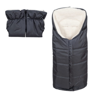 Sac de iarnă impermeabil Iceland wool, lână de oaie + Mănuși pentru cărucior impermeabile - Grafit