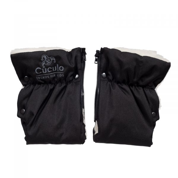 Sac de iarnă Arctic wool, lână de oaie, impermeabil + Mănuși pentru cărucior - Negru - imagine 6