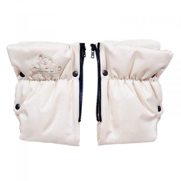 rukavnik-svetle-bezovy-03 Sac de iarnă Arctic wool, lână de oaie, impermeabil + Mănuși pentru cărucior - Bej deschis - imagine 7