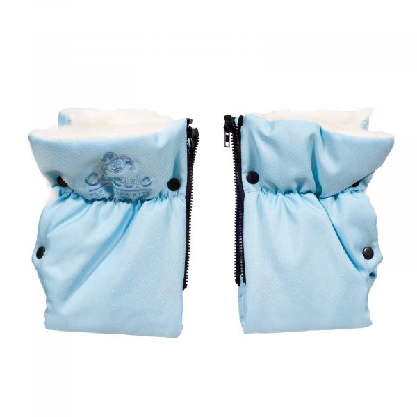 Sac de iarnă impermeabil Iceland wool, lână de oaie + Mănuși pentru cărucior impermeabile - Albastru deschis - imagine 7