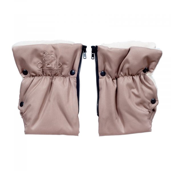 Sac de iarnă impermeabil Iceland wool, lână de oaie + Mănuși pentru cărucior impermeabile  - Bej închis - imagine 5