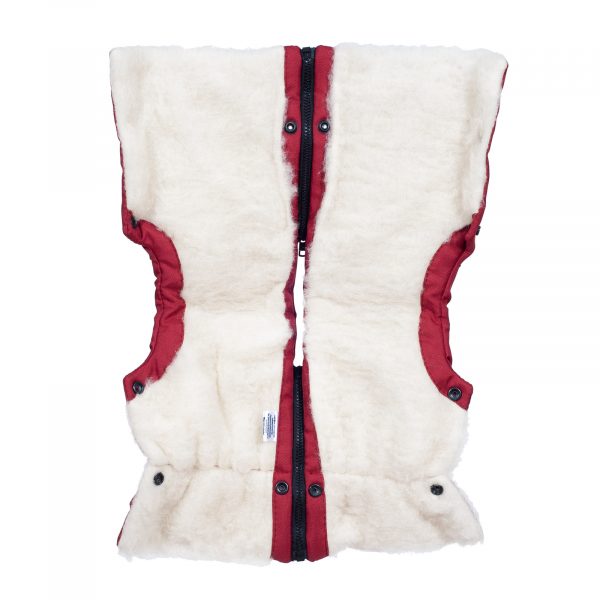 rukavnik-tmave-cerveny-02 Sac de iarnă impermeabil Iceland wool, lână de oaie + Mănuși pentru cărucior impermeabile - Roșu închis - imagine 6