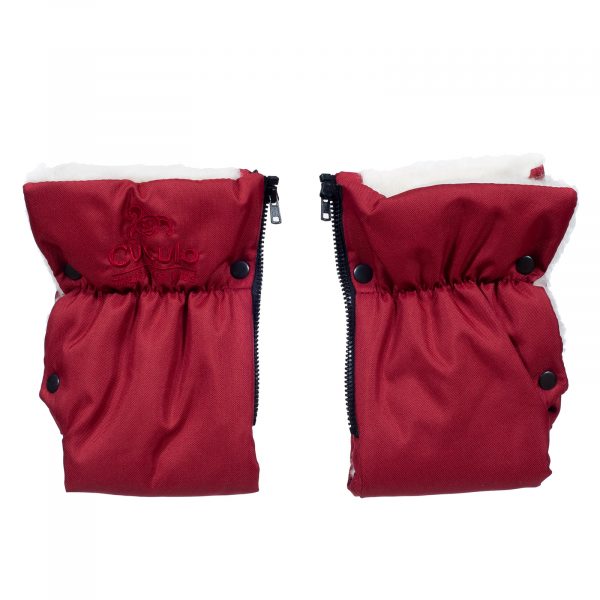 rukavnik-tmave-cerveny-03 Sac de iarnă impermeabil Iceland wool, lână de oaie + Mănuși pentru cărucior impermeabile - Roșu închis - imagine 5
