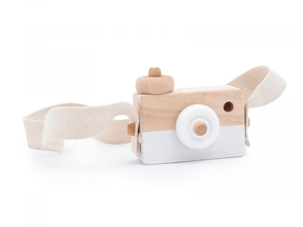 Aparatul foto – jucărie elegantă din lemn, albă - imagine 2