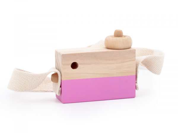 Aparatul foto – jucărie elegantă din lemn, roșie - imagine 2