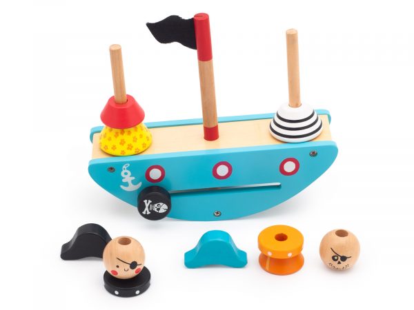 Pirátská-loď----dřevěná-montessori-hra-02 Corabia piraților – joc din lemn - imagine 2