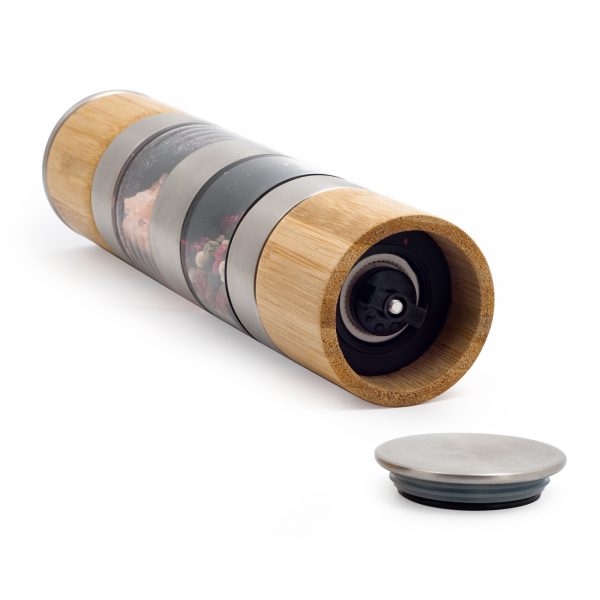 Râșniță manuală Duette pentru sare și piper sau condimente 2in1, DOMESTICO - Design de Bambus - imagine 5
