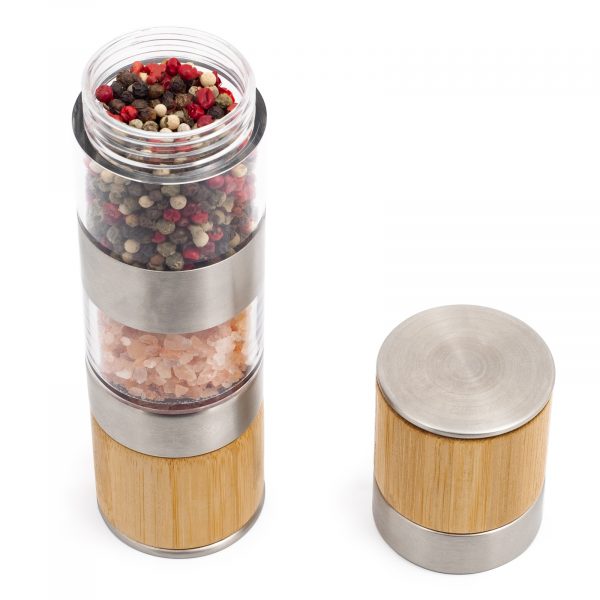 Râșniță manuală Duette pentru sare și piper sau condimente 2in1, DOMESTICO - Design de Bambus - imagine 4