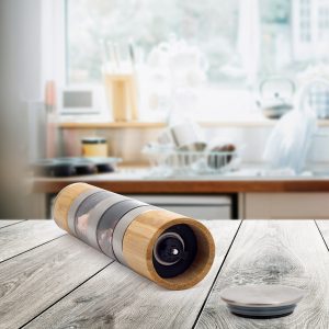 Râșniță manuală Duette pentru sare și piper sau condimente 2in1, DOMESTICO - Design de Bambus - imagine 3