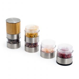 Râșniță manuală pentru sare și piper sau condimente 5in1, DOMESTICO - Design de Bambus - imagine 6