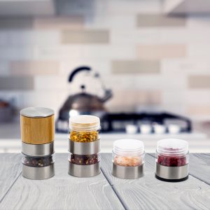 Râșniță manuală pentru sare și piper sau condimente 5in1, DOMESTICO - Design de Bambus - imagine 3