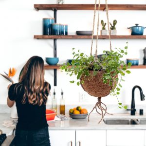 Vas decorativ KOKODAMA pentru ghiveciul cu flori, din fibră de nucă de cocos - imagine 3