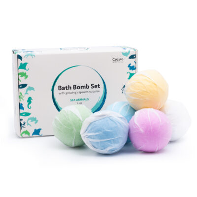 Sare de baie Cuculo tip bombă, cu capsule care cresc în interior, animale marine, 6 buc.