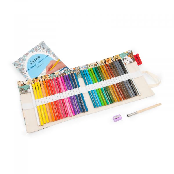 Culori Cuculo, într-o carcasă cu motiv CATS care se rulează, cu ascuțitoare și extensie pentru a le lungi, 36 de bucăți, cărți de colorat anti-stres GRATUIT - imagine 4