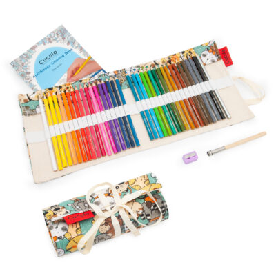 Culori Cuculo, într-o carcasă cu motiv CATS care se rulează, cu ascuțitoare și extensie pentru a le lungi, 36 de bucăți, cărți de colorat anti-stres GRATUIT