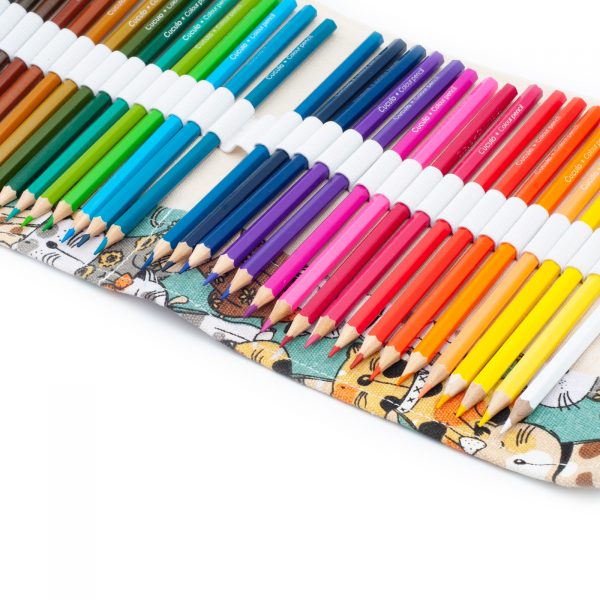 Culori Cuculo, într-o carcasă cu motiv CATS care se rulează, cu ascuțitoare și extensie pentru a le lungi, 36 de bucăți, cărți de colorat anti-stres GRATUIT - imagine 2